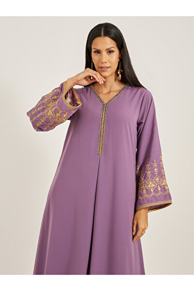 Maxim Creation By Styli Embroidered V-Neck Flared Kaftan