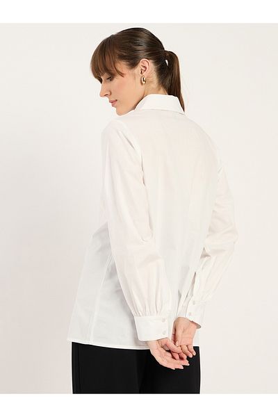 Femmella By Styli Solid Ruffle Detail Spread Collar Shirt