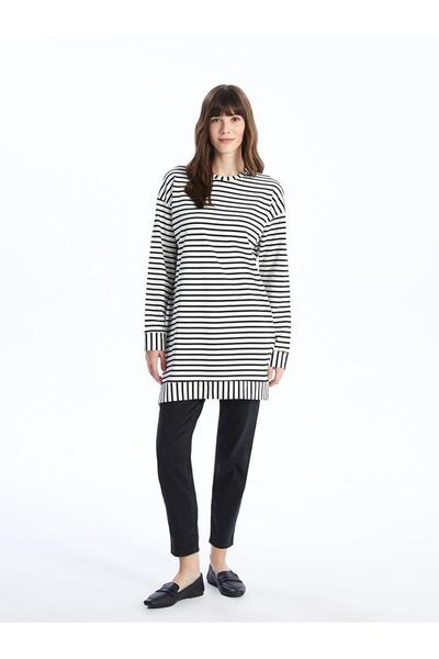 LC Waikiki Crew Neck Striped Long Sleeve Oversize Women's Tunic (S4)