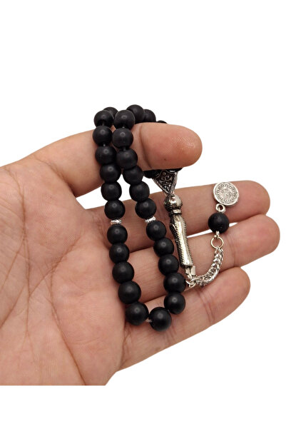 Han Ticarethane Mărgele de rugăciune din sticlă tăiată cu sferă neagră