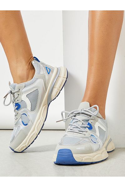 Styli Stitch Detail Contrast Panel Lace Up Chunky Sneakers