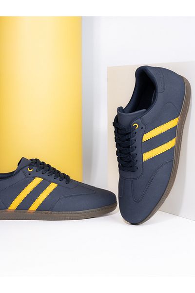 Styli Suede Upper Two Stripe Court Sneakers