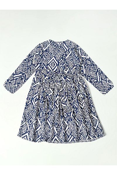 Bella Moda By Styli All-Over Print Lace Detail Dress
