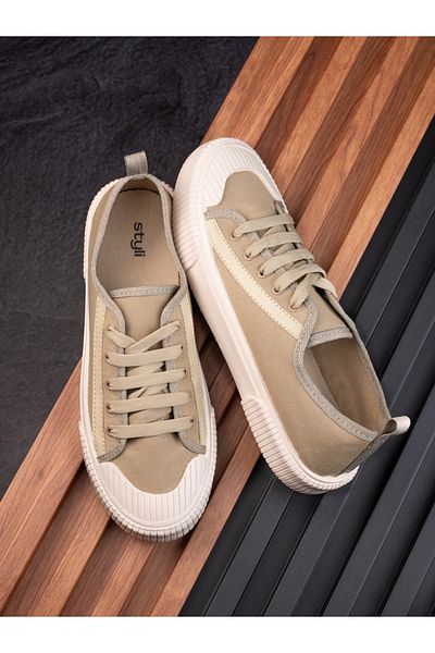 Styli Tape Detail Canvas Lace Up Sneakers