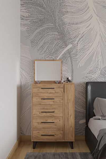 Decomob Afrodit  Aynalı Makyaj Masası, Şifonyer, Etijer, Çok Amaçlı Takı Dola...