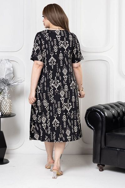 sinemisxxl V-Neck Short Sleeve Lycra Viscose Plus Size Dress