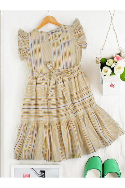 Bella Moda By Styli Striped Button Detail Dress