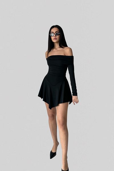 World Fashion Trends 4092 Madonna Collar Shorts Flexible Dress
