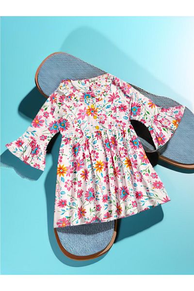 Bella Moda By Styli All-Over Floral Print Button Detail Dress