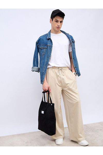 Styli Extra Wide Leg Joggers with Contrast Stripe Detail