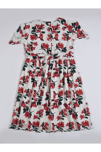 Bella Moda By Styli All-Over Floral Print Square Neck Fit and Flare Dress
