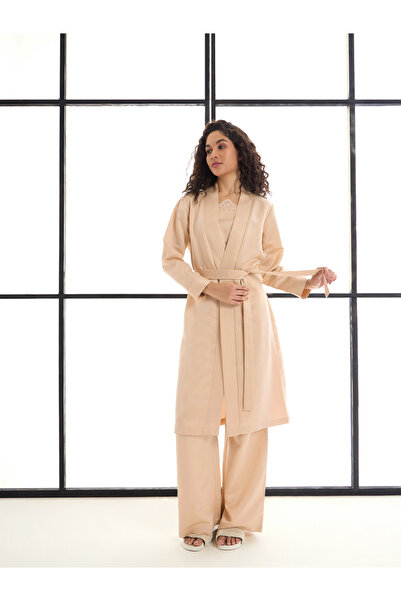 Sassafras By Styli Pack of 3 - Satin Strappy Cami- Pants and Shrug