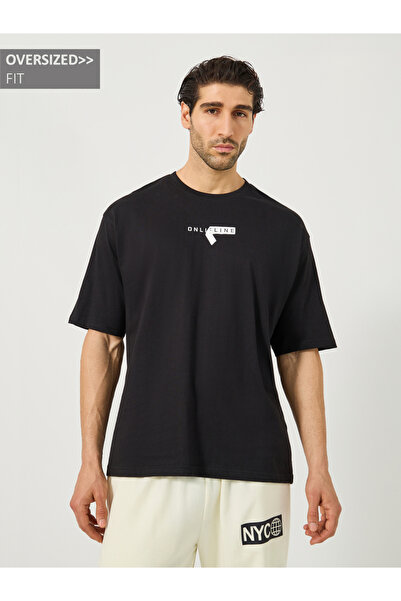 Styli Minimal Print Oversized Cotton T-Shirt
