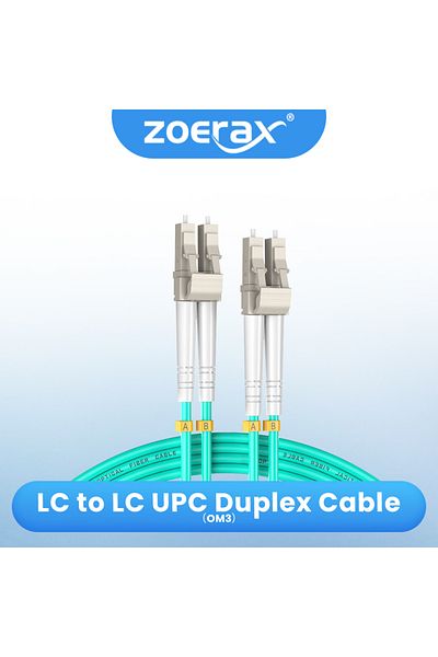 ZoeRax 1m Om3 Fiber Optic Patch Cable (CARRIER GRADE) Lc Upc To Lc Upc Duplex 3.0mm 50/125μm 10gbps