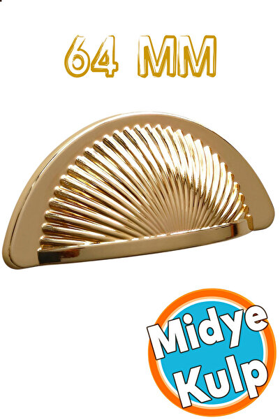 NZB Mobilya Mutfak Dolabı Çekmece Dolap Kulpları Kulb Yelken Midye Tas Çanak 64 mm Düğme Altın Gold