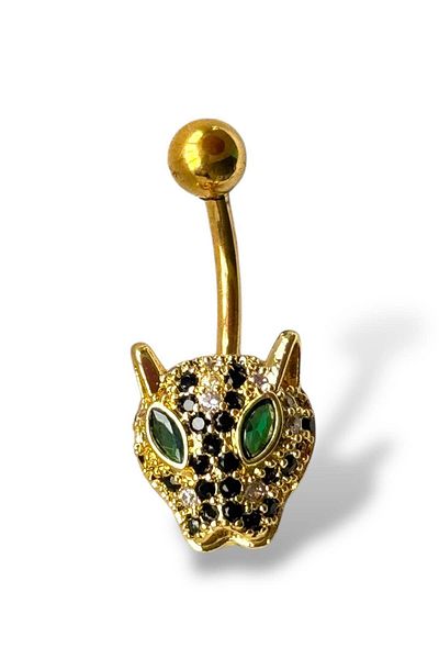 TAKIŞTIR Gold Color Tiger Figured Surgical Steel Belly Piercing