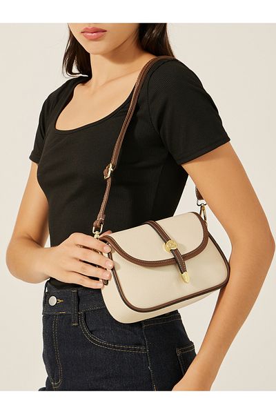 Styli Contrast Panel Crossbody Bag with Adjustable Strap