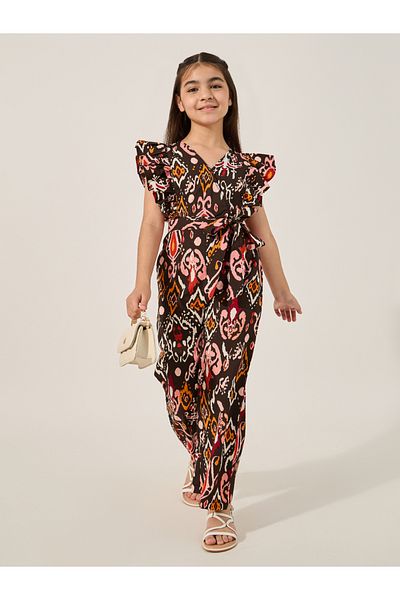 Styli All-Over Print Waist Tie-Up Jumpsuit