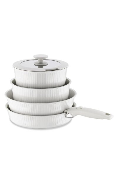 KORKMAZ Nova Pratika Beige Pot Set - 8 Paraçılık