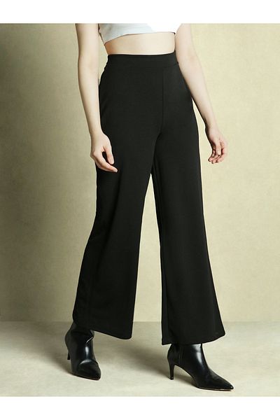 Dennis Lingo By Styli Mid Rise Wide Leg Relaxed Fit Trousers