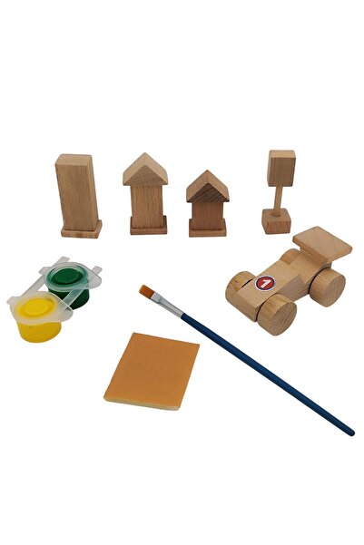 HOBBY HOUSE Minyatür Ahşap Boyama Şehir Seti Araba Hediyeli