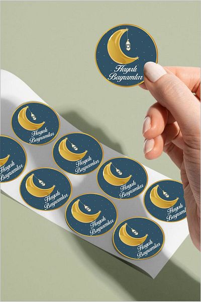 Piksel Grafik Happy Holidays 24 Pieces Gold Green Decoration, Gift, Packaging Sticker - A5