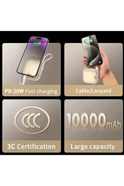 Totu Pb-1013 1000mah 22.5w Çıkışlı Hızlı Şarjlı Küçük Kendinden Kablolu Powerbank