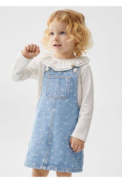 Karan Kids Girl's Patterned Denim Gilet
