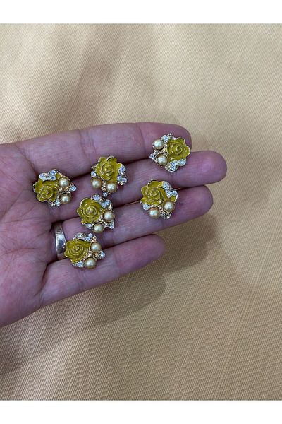 Gönülden Tasarım Set de 6 bucăți galbene de 1 cm cu flori
