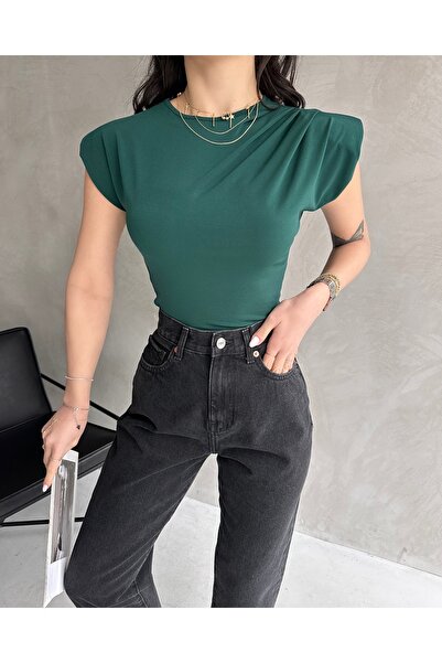 Fav Style Women's Crew Neck Padded Tank Top Emerald Green