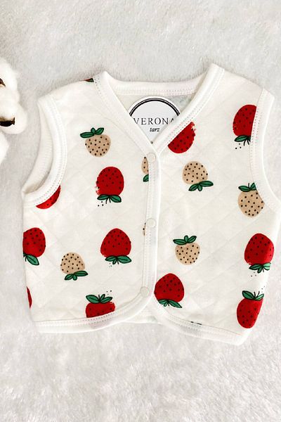 VERONA TARZ Baby Girl and Boy Seasonal Thin Vest 100% Cotton One Size Fruit Pattern 9-12 Months