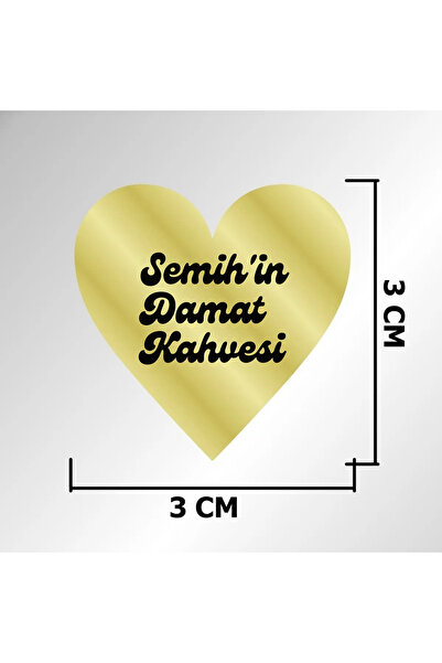 Kalp Pleksi Damat Kahvesi Söz Kendinden Yapışkanlı 3 cm