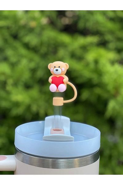 Yenigeldi 1 Piece Heart Bear (10mm) Straw Stopper / Straw Stopper