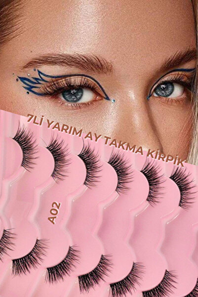 ruby face 7Lİ YARIM BOY İPEK KİRPİK - 3D YARIM AY İPEK TAKMA KİRPİK - A02