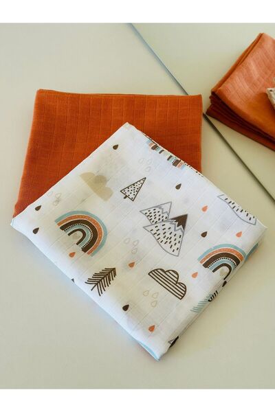 Fulya Tuhafiye طقم بطانية أطفال من الموسلين مكون من قطعتين من القطن 100%، بطا...