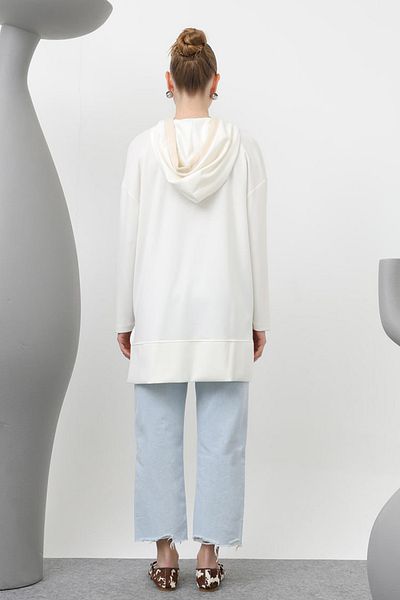 REMSA Modal Sweat Tunic with Hood, Ecru 10615