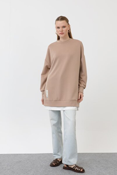 Puane Modal Kumaş Arma ve Fermuar Detaylı Sweatshirt