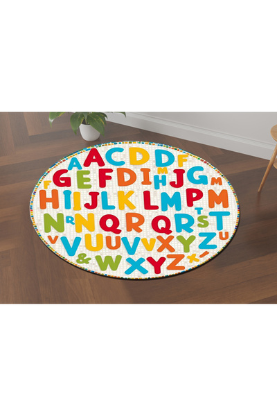 Rugs Modern Halı سجادة قاعدة منسوجة مستديرة ومفصلة بأحرف متعددة الألوان من مج...