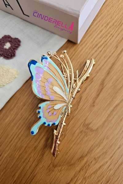 Cinderella Agrafă Elegantă Butterfly Metal pentru Femei - Agrafă pentru Coc C...
