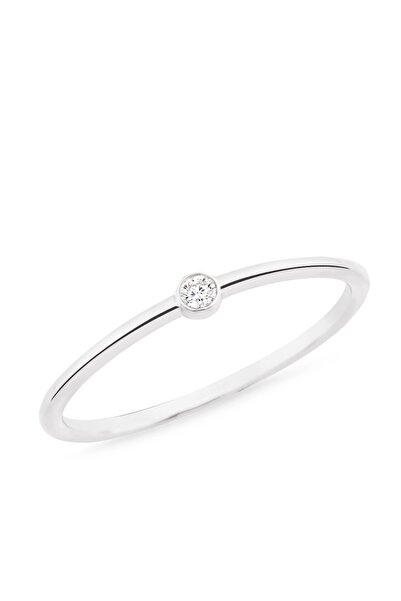 Altın Sepeti Gümüş Tektaş Serçe Parmak Yüzüğü