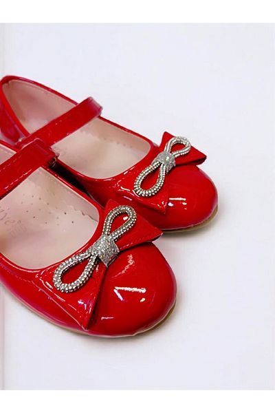 PATİK BEBE Girl's Red Patent Leather Orthopedic Stylish Ballerinas
