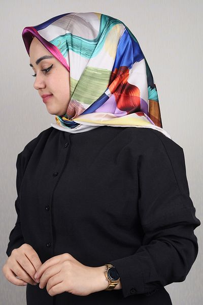 PİRAMİT Φουλάρι από ρεγιόν με σχέδιο Pyramid Luxer - Pattern-49 - Color-05