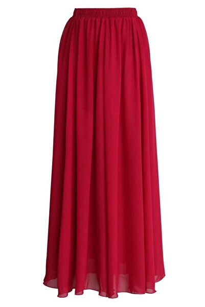 Pembecik Şifon Etek İpek Astarlı Uzun