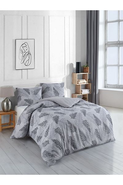 uykulife home collection ΣΕΤ ΠΑΠΛΩΜΑΤΟΣ ΜΕ ΓΚΡΙ ΤΡΙΧΕΣ ΓΙΑ ΔΙΠΛΟ ΚΛΙΝΟ ΚΡΕΒΑΤΙ ΜΕ ΛΑΣΤΙΧΑ ΣΤΑ ΣΑΠΟΥΝΑΚΙΑ