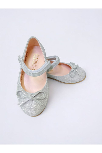 PATİK BEBE BĂIETI ORTOPEDICE DE CULOARE ARGINTIE BALETE ELEGANTE