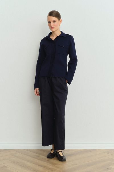 Hooopstore Παντελόνι Gabardine Loose Navy Blue
