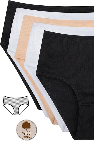Humaone 100% Cotton 5 Pack High Waist Women's Panties Bt2-b2