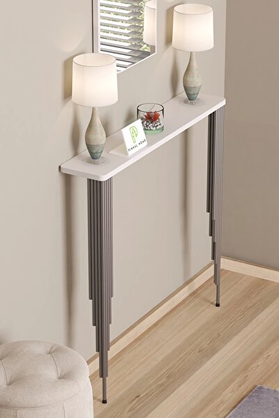 Pinhal Home Dresuar Petek Üstü Raf Oval Kenar Beyaz Gümüş Ayak 120*18cm (110c...