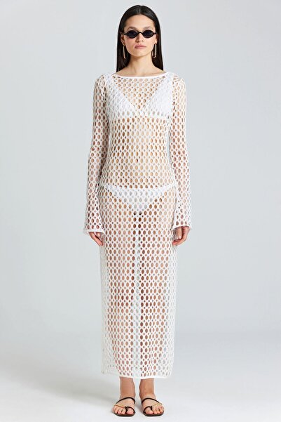 World Fashion Trends 2529 Mesh Ecru Dress