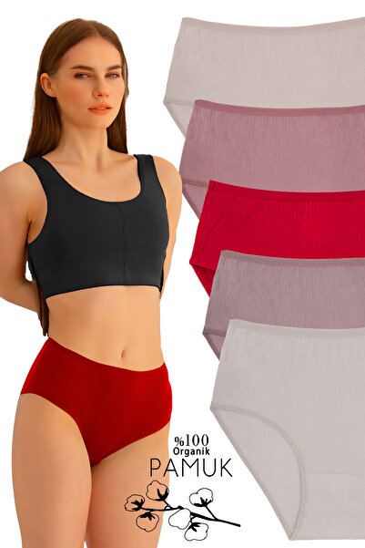 Humaone 100% βαμβακερό 5 τεμάχιο ψηλόμεσο γυναικείο εσώρουχο Bt2-b9